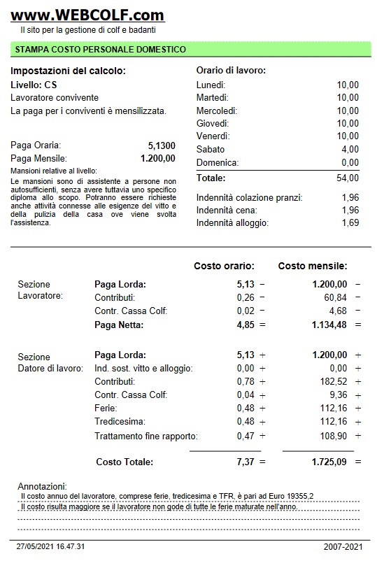 costo badante convivente assistenza persona non autosufficiente